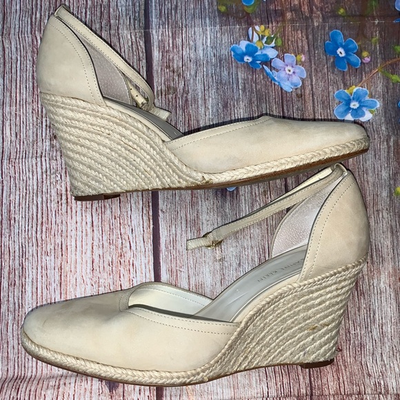 cream closed toe wedges